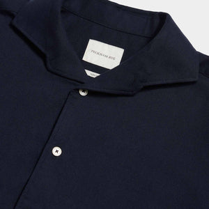 Peckham Rye Herringbone Spread Dark Sapphire Navy Flannel Shirt