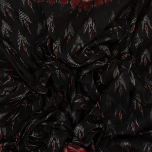 Black Handwoven Orissa Cotton Saree With Tie & Dye Floral Motifs & Contrast Border