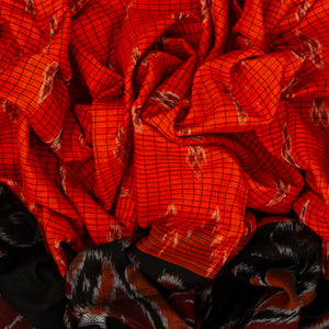 Red Handloom Orissa Cotton Saree And Black Border