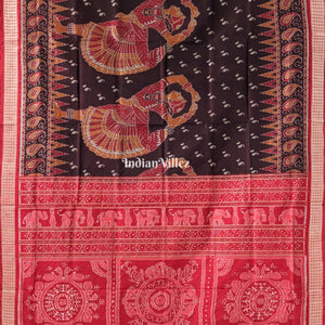 Wine Maroon Nartaki Theme Sambalpuri Pure Silk Saree