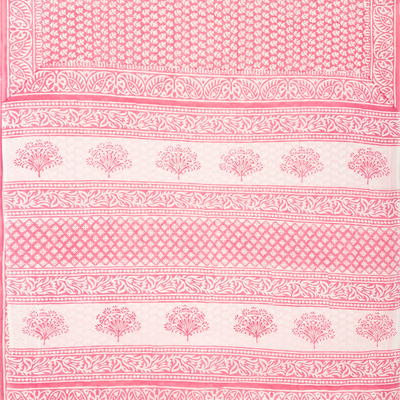 Baby Pink Woven Jaipur Cotton Saree Printed With Floral Motifs