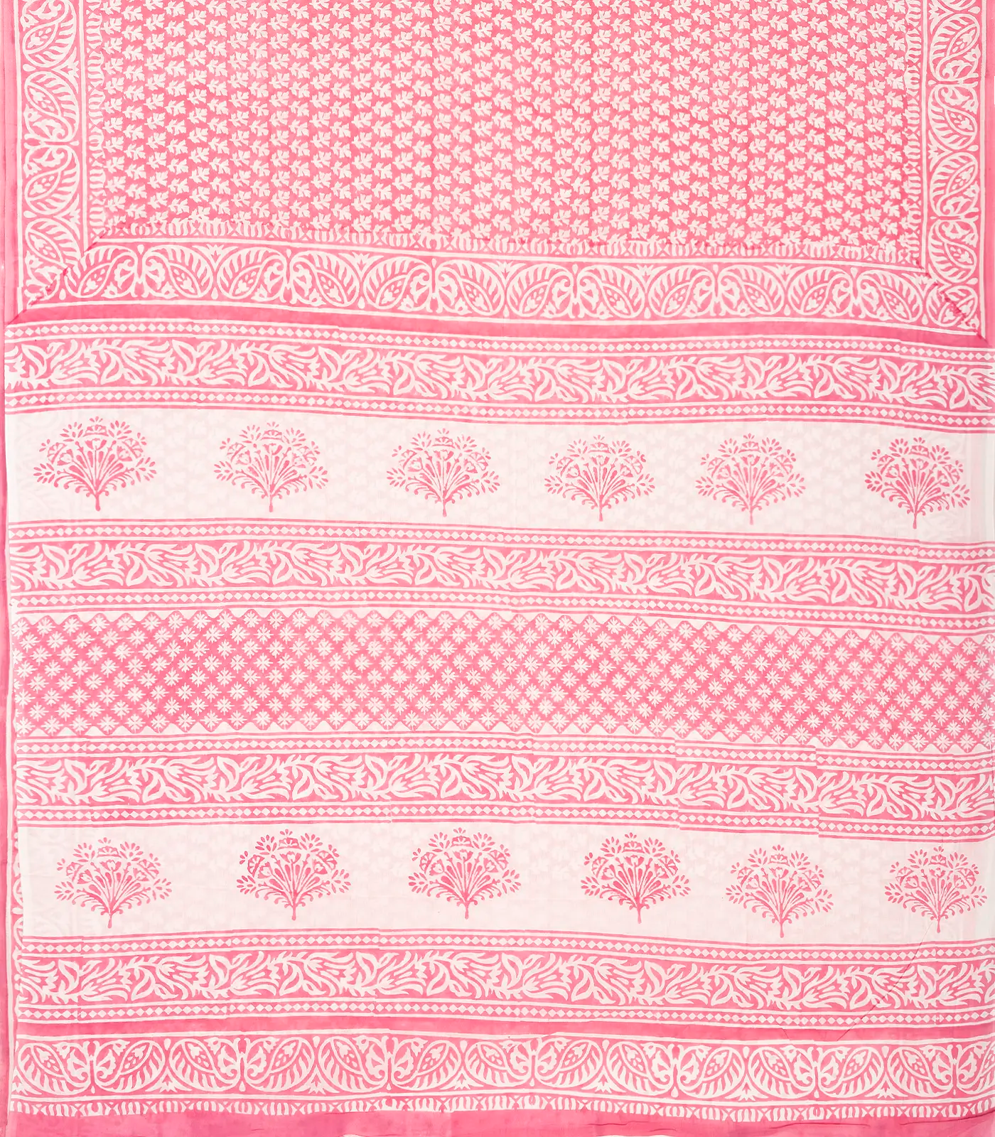 Baby Pink Woven Jaipur Cotton Saree Printed With Floral Motifs