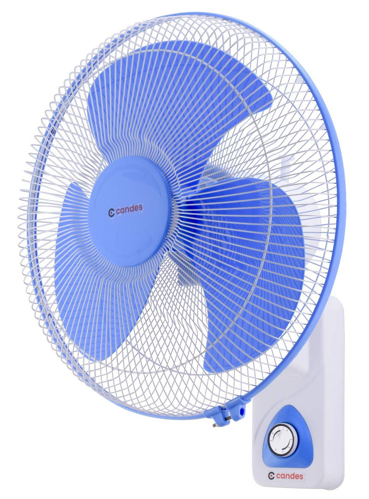 Candes Aura 3 Blade Automatic Oscillation Wall Fan With 2 Year Warranty (White Blue, 400mm)