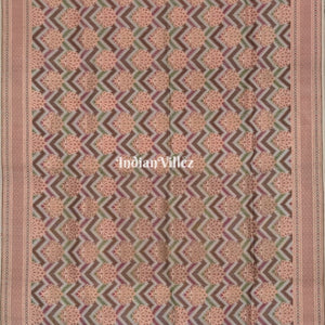 Beige Floral Brocade Banarasi Handloom Silk Saree