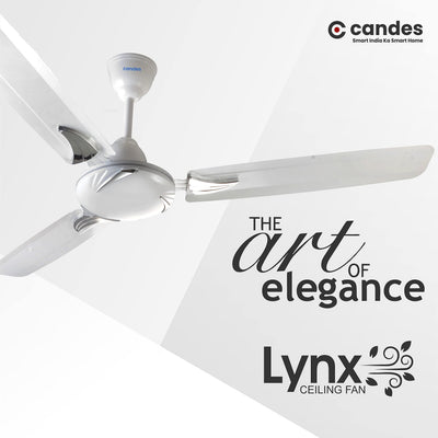 Candes Lynx 1200mm / 48 inch High Speed Decorative 400 RPM (100% CNC Winding) Ceiling Fan 2 Yrs Warranty Pack of 2 (White)