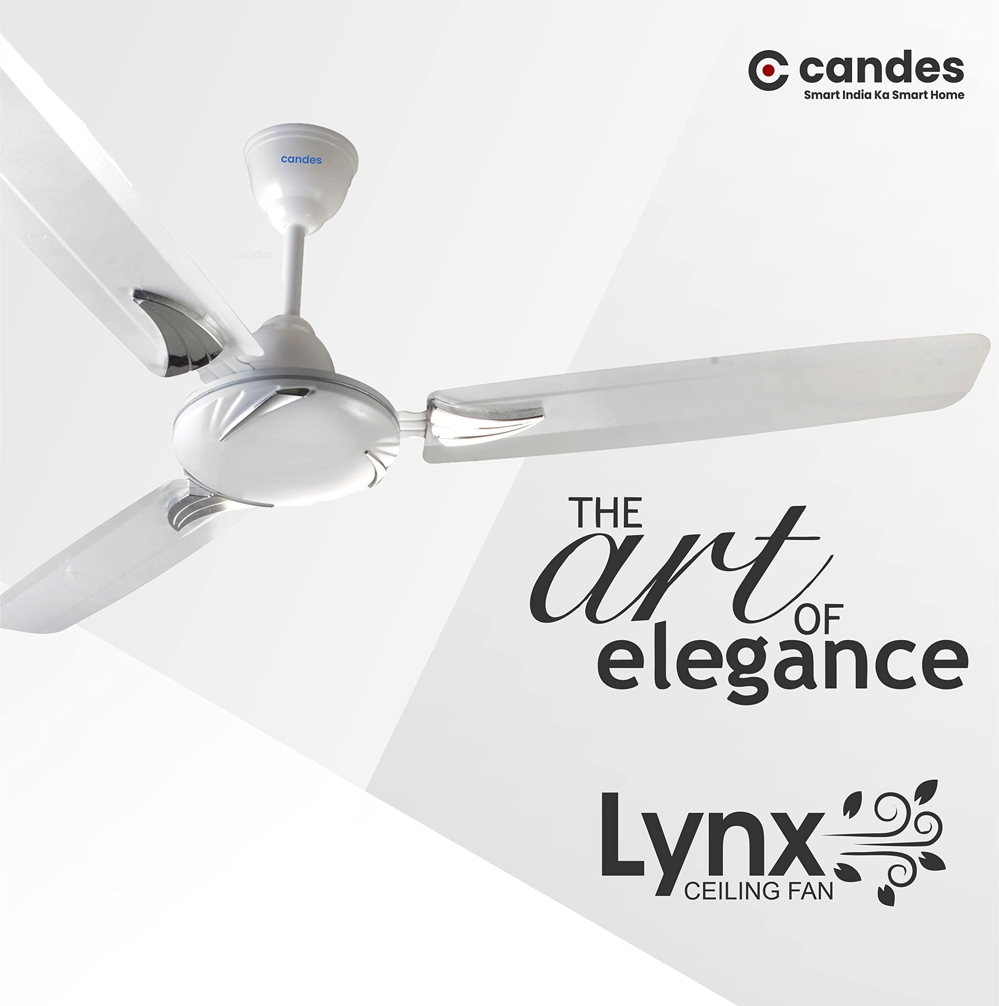 Candes Lynx 1200mm / 48 inch High Speed Decorative 400 RPM (100% CNC Winding) Ceiling Fan 2 Yrs Warranty Pack of 2 (White)