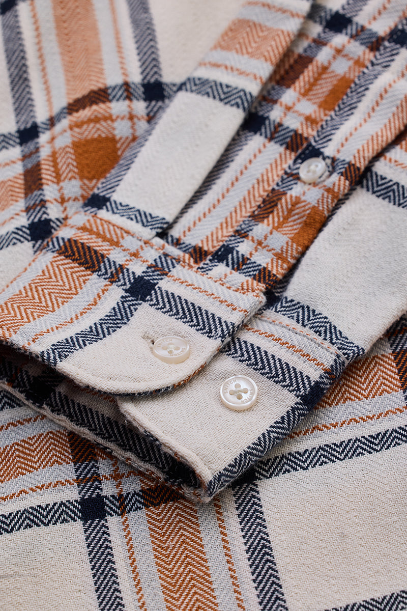 Cream Checks Slim Fit Shirt