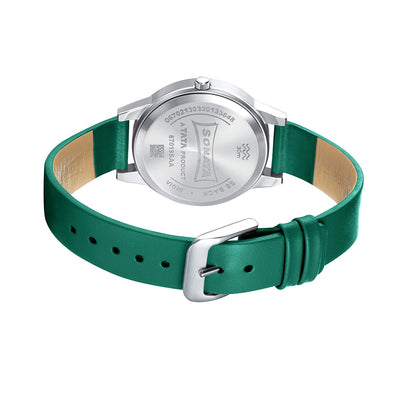Splash Silver Dial Bottle Green leather Strap