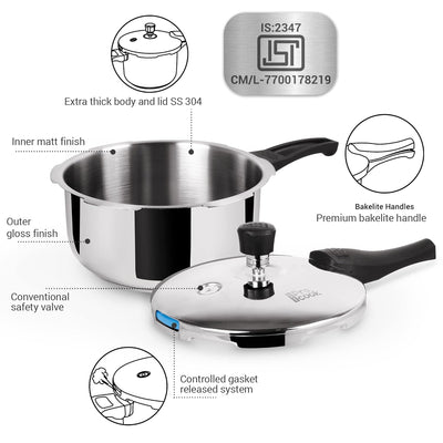 Triply Stainless Steel Pressure Cooker Outer Lid (Milton Procook)