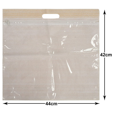 Heart Home Non-Woven Single Saree Covers With Transparent Window With Handle Pack of 18 (Brown)