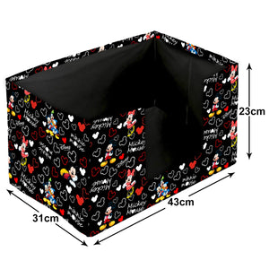 Kuber Industries Non-Woven Mickey Mouse Print Foldable Shirt Stacker/Wardrobe Organizer For Shirts, Sarees, Lehengas With Handle Pack of 3 (Black) 54KM4185