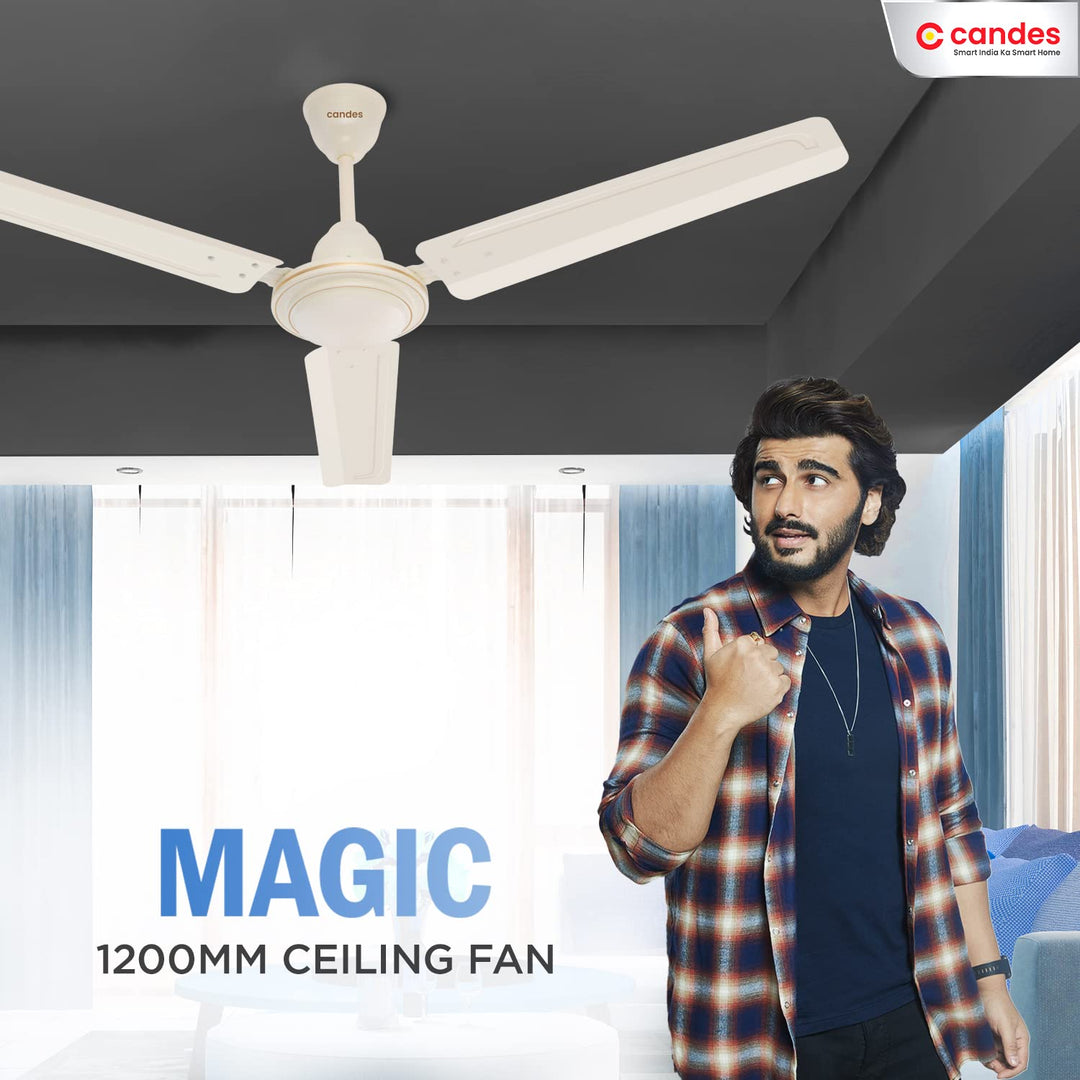 Candes Magic 48 inch /1200 MM High Speed Anti Dust Ceiling Fan, 405 RPM with 2 Years Warranty (Ivory, Pack of 2)