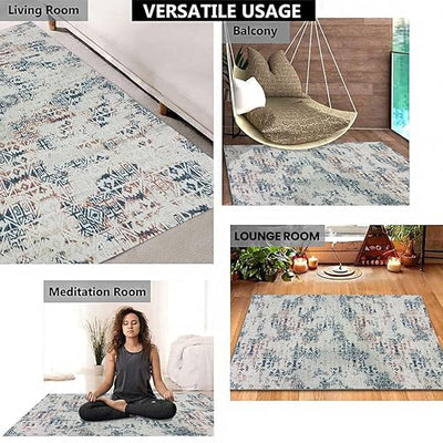 Digital Printed Premium Chenille Floor Carpet Mat, Super Soft Rug with Anti-Skid Backing, Modern Distressed Design - ACR003