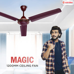 Candes Magic 48 inch /1200 MM High Speed Anti Dust Ceiling Fan, 405 RPM with 2 Years Warranty (Brown, Pack of 2)