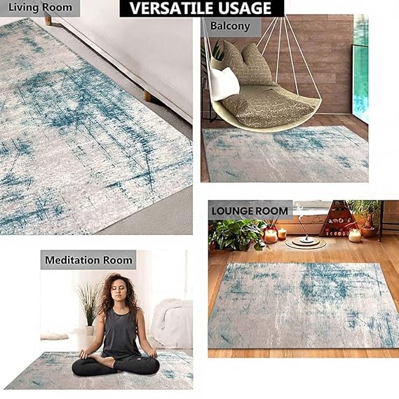 Digital Printed Premium Chenille Floor Carpet Mat, Super Soft Rug with Anti-Skid Backing, Modern Distressed Design - ACR001