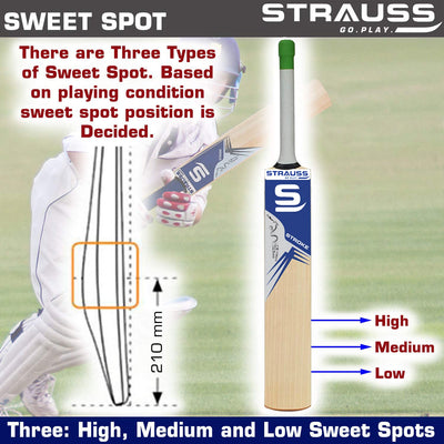 Strauss Cricket Bat English Willow | Premium Leather Ball Bat for Cricket | Ideal for Professional Players, Beginners, and Practice Sessions| Ergonomic Grip Handle | Edition Stroke | Size 5
