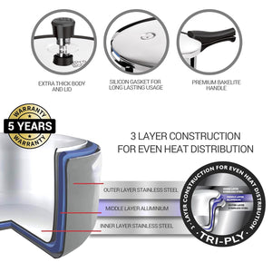 Triply Stainless Steel Pressure Cooker Outer Lid (Milton Procook)