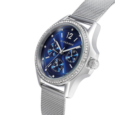 Giordano Women's Blue Dial & Silver Chain Watch for Women