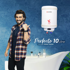 Candes Geyser 10 Litre | 1 Year Warranty | Water Heater for Home, Water Geyser, Water Heater, Electric Geyser, 5 Star Rated Automatic Instant Storage Water Heater, 2KW - Perfecto (Ivory)