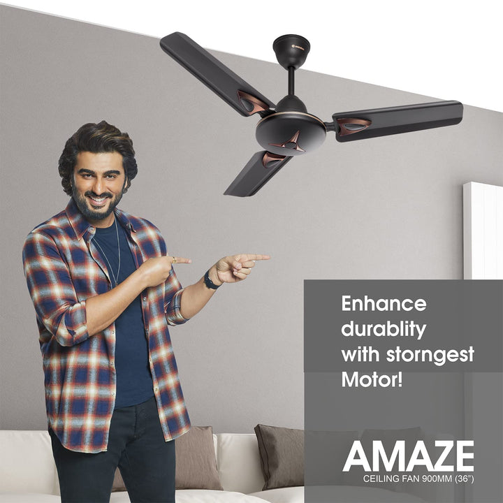 Candes Amaze 900mm /36 inch High Speed Anti-dust Decorative 5 Star Rated Ceiling Fan 440 RPM with 2 Years Warranty (Pack of 2, Coffee Brown)