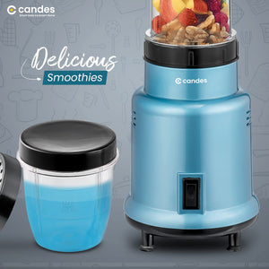 Candes Hector Pro Nutri Blender, 22000 RPM Mixer Grinder, Blender, Chopper, Juicer, Stainless Steel Blades, 2 Unbreakable Jars, 1 Years Warranty | 500-Watts (Blue)