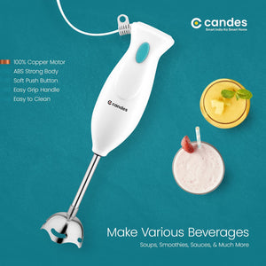 Candes Hand Blender 250 Watts, 1 Year Warranty, White - Green