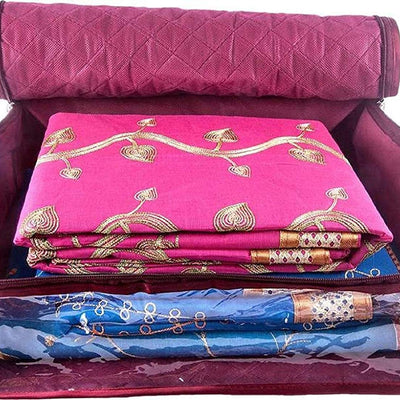 Kuber Industries 9 Piece Rexine Saree Cover Set, Maroon