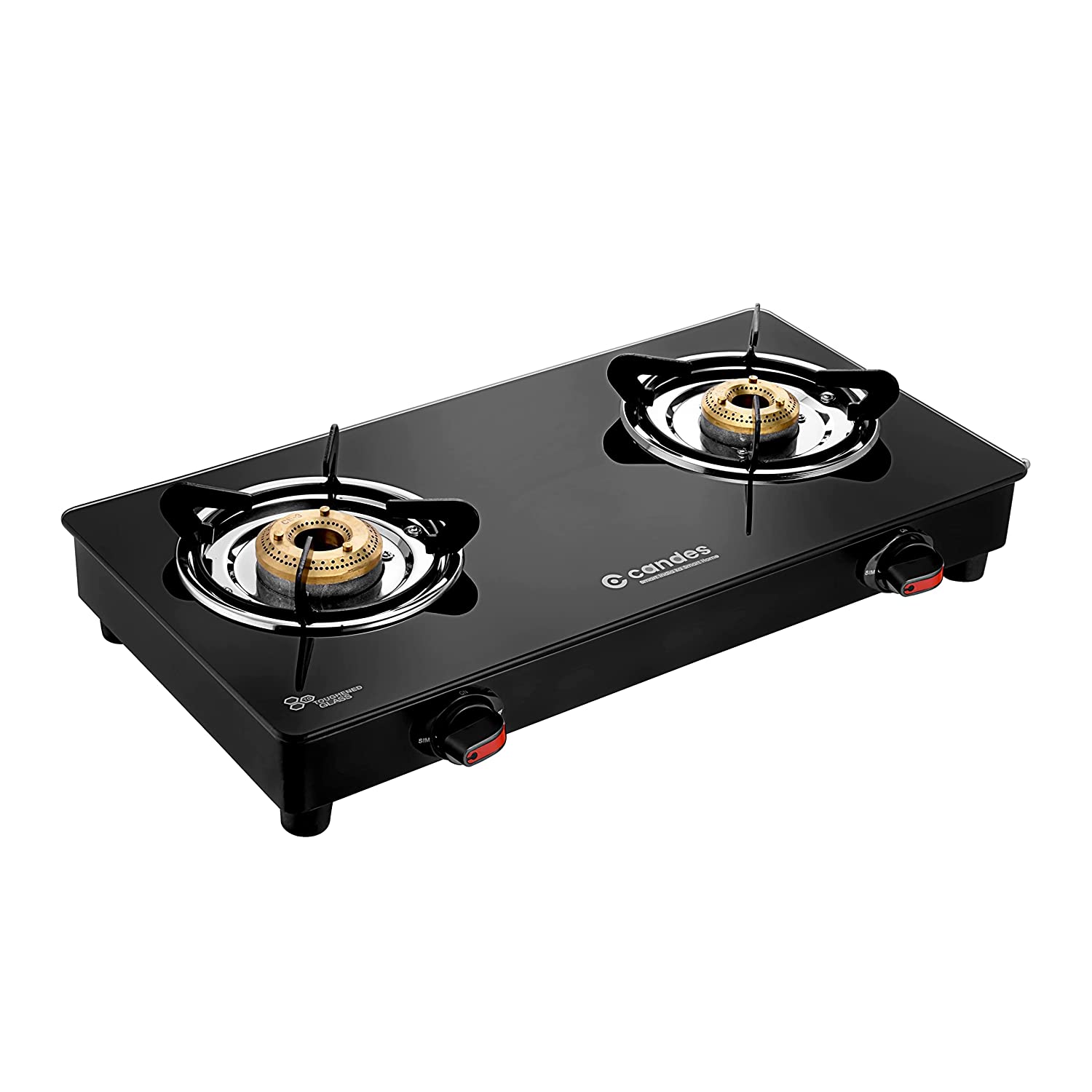 Magma Glass Top 2 Burners Gas Stove, Manual Ignition, Black (B2B)