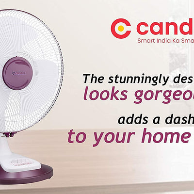 Candes Desker Table Fan for Cooling with Automatic Oscillation (400 MM) 80W (White Cherry)