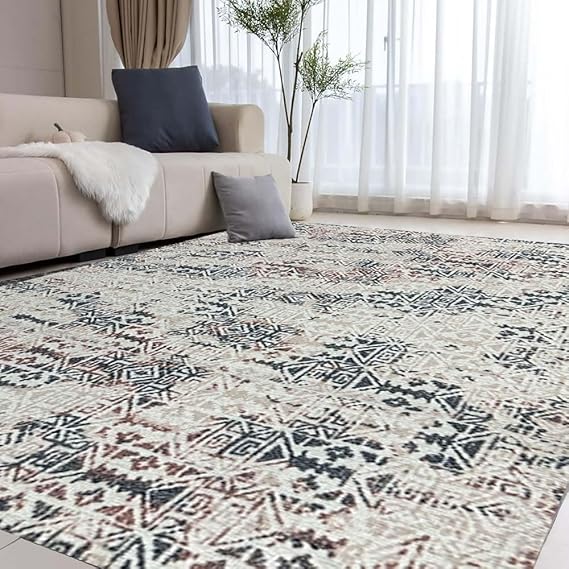 Digital Printed Premium Chenille Floor Carpet Mat, Super Soft Rug with Anti-Skid Backing, Modern Distressed Design - ACR003
