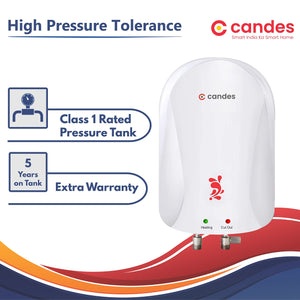 Candes Geyser 3 Litre | 2 Years Warranty | Water Heater For Home, Water Heater, Instant Geyser, Instant Water Heater, Water Geyser, Heater For Water Heating, Electric Geyser, ‎3000 W - Fiesta (White)