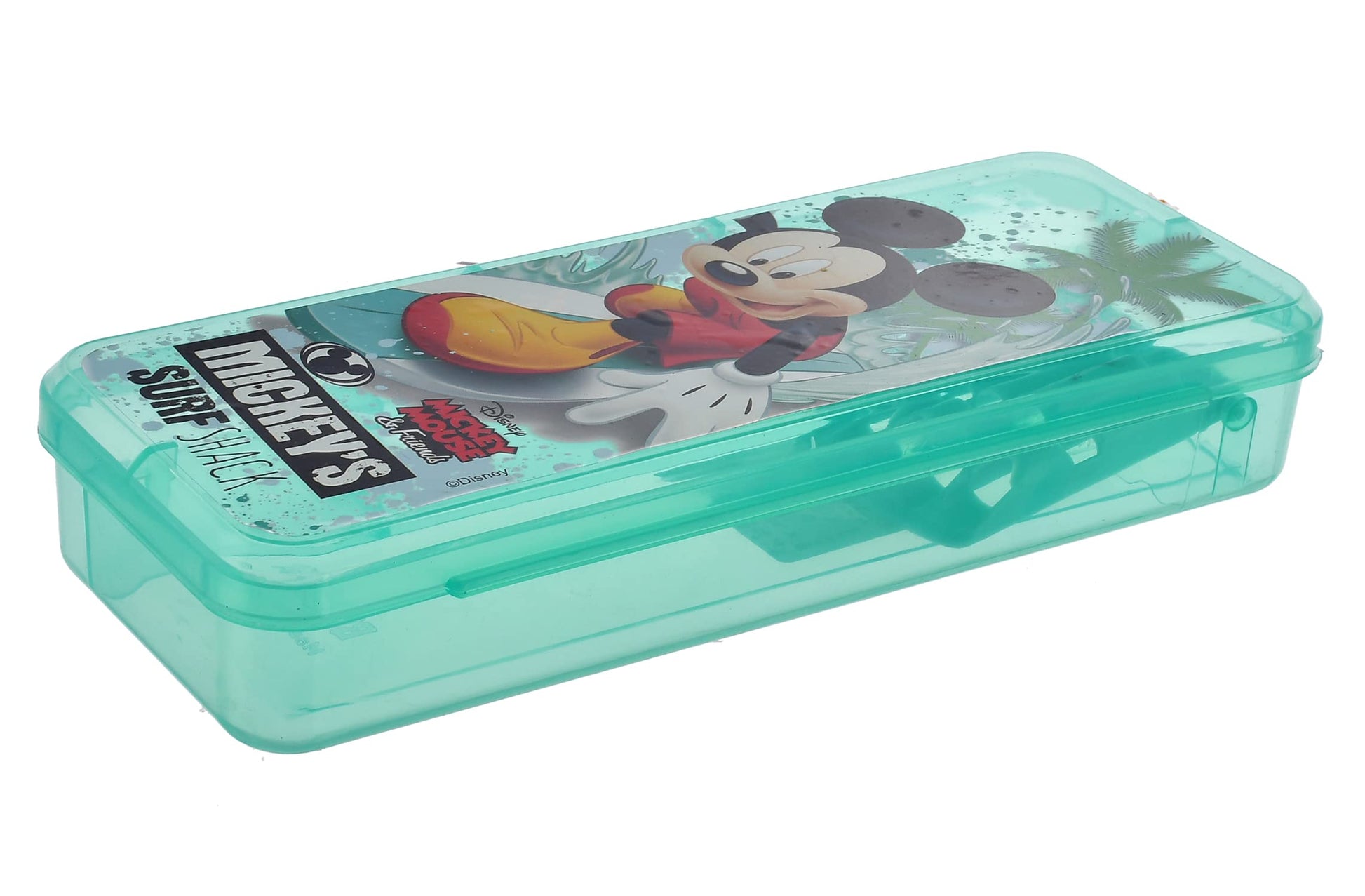 Heart Home Micky Mouse Printed Tranasparent Plastic Pencil Box for Kids (Green), Pack of 1 (HS39HEARTH022661)