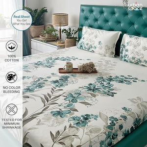 Cotton Bedsheet + AC Blanket Combo Pack - (Combo 27 - Kashmir+ Majestic Aqua bedsheet)