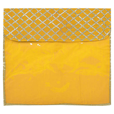 Heart Home Seamless lattice Design Satin Foldable, Lightweigth Single Saree Cover/Organiser For Wardrobe With Transparent Top- Pack of 4 (Yellow)-50HH01333