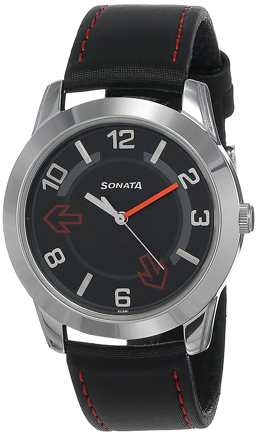 Yuva Black Dial & Black Leather Strap