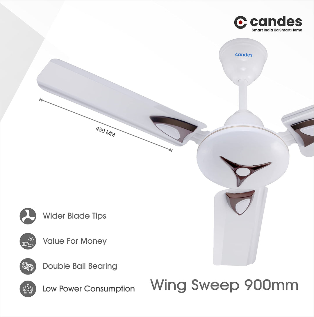 Candes Amaze 900mm /36 inch High Speed Anti-dust Decorative 5 Star Rated Ceiling Fan 440 RPM with 2 Years Warranty (Pack of 2, Ivory)