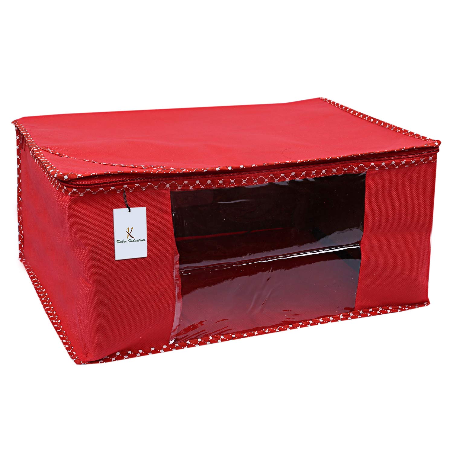 Kuber Industries 12 Piece Non Woven Saree Cover Set, Red,Large Size -CTKTC6444