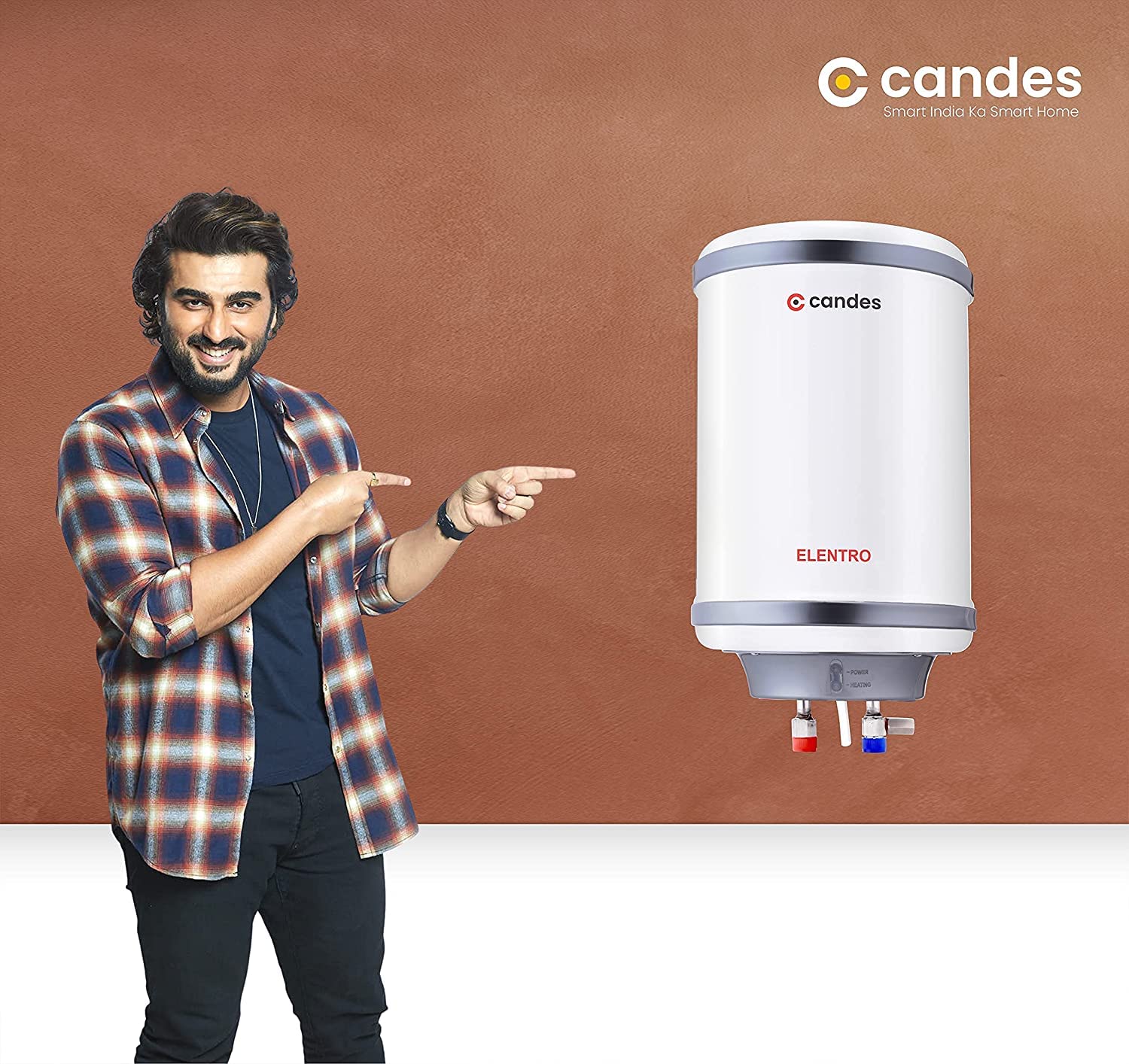 Candes 25 Litre Elentro 5 Star Rated Automatic Instant Storage Electric Water Heater with Special Metal Body Anti Rust Coating With Installation Kit, 2kW Geyser + Safety Valve (White)