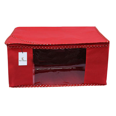 Kuber Industries 12 Piece Non Woven Saree Cover Set, Red,Large Size -CTKTC6444