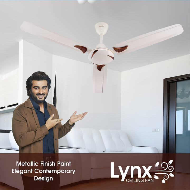 Candes Lynx 1200mm High-Speed Decorative Ceiling Fans for Home | BEE Star Rated 405 RPM Anti-Dust | 2 Years Warranty (Ivory) Pack of 1