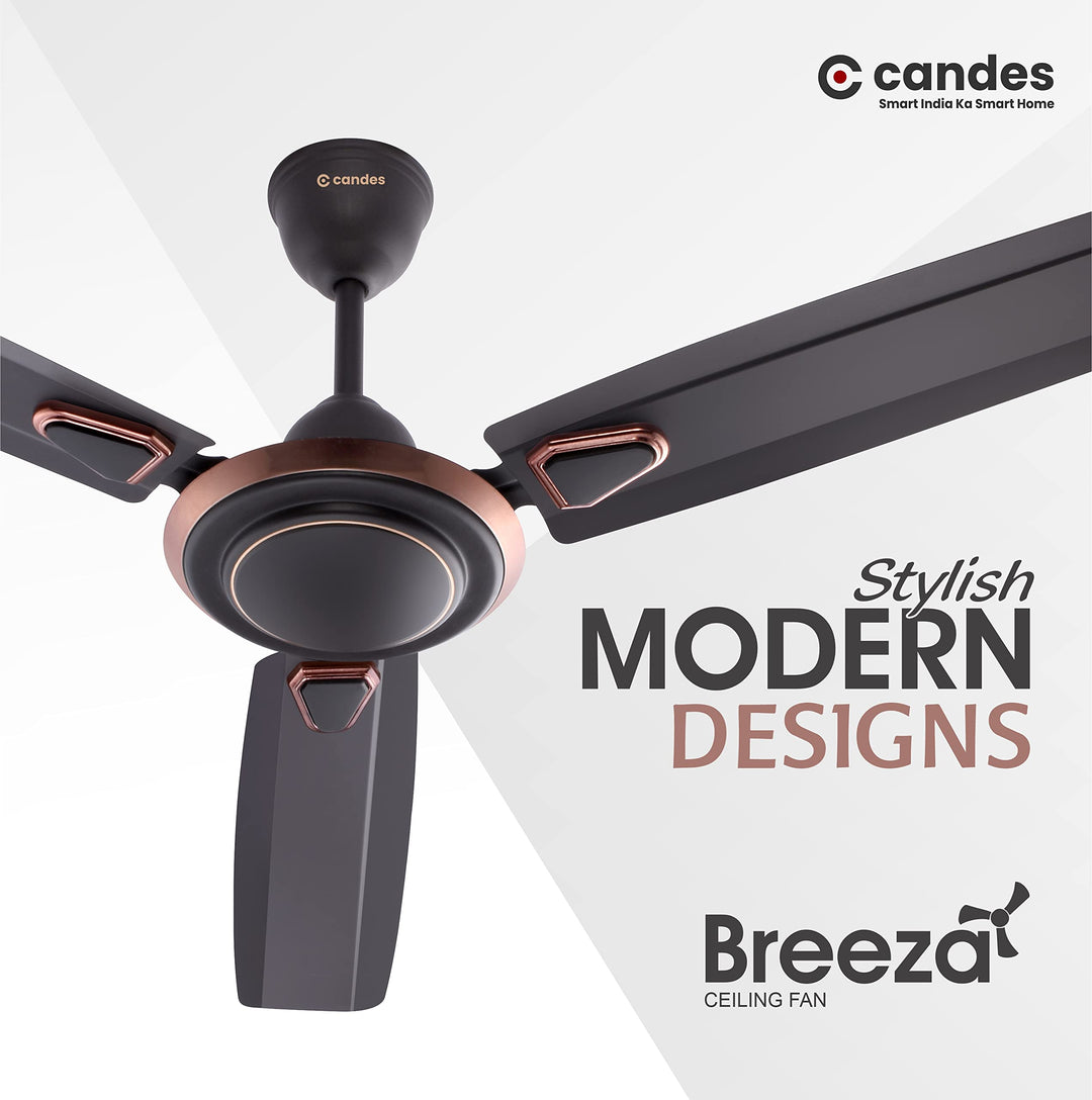 Candes Breeza 1200mm/48 inch High Speed Anti dust Decorative 5 Star Rated Ceiling Fan 400 RPM with 2 Yrs Warranty (Pack of 1,Coffee Brown) (Coffee Brown, Pack of 1)