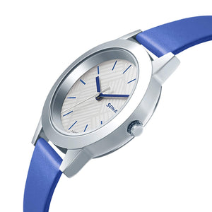 Splash Silver Dial Classic Blue leather Strap