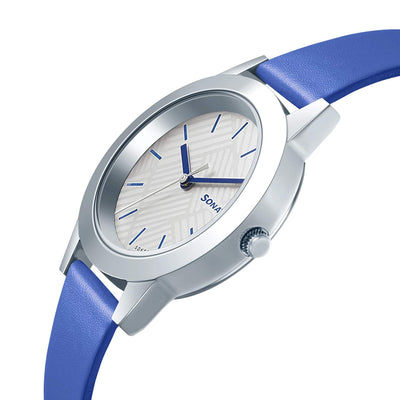 Splash Silver Dial Classic Blue leather Strap