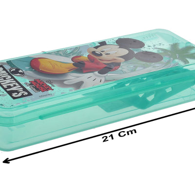 Heart Home Micky Mouse Printed Tranasparent Plastic Pencil Box for Kids (Green), Pack of 1 (HS39HEARTH022661)