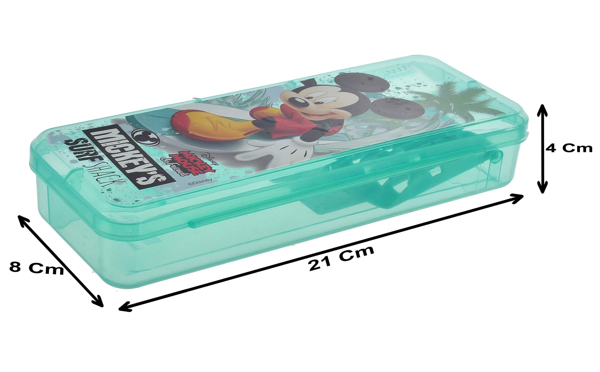 Heart Home Micky Mouse Printed Tranasparent Plastic Pencil Box for Kids (Green), Pack of 1 (HS39HEARTH022661)