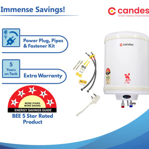 Candes 50 Litre Automatic Instant Storage Electric Water Heater Multiple Safety System Anti Rust Body, 2kW Geyser (Ivory, 2000 W)