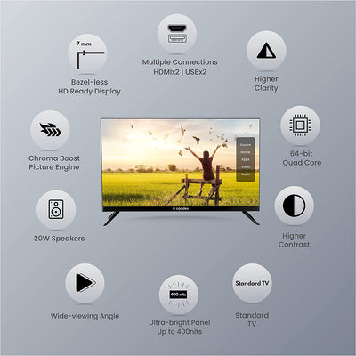Candes Frameless 24 Normal LED TV Black (Model Id - CANDES24NCF24N001)