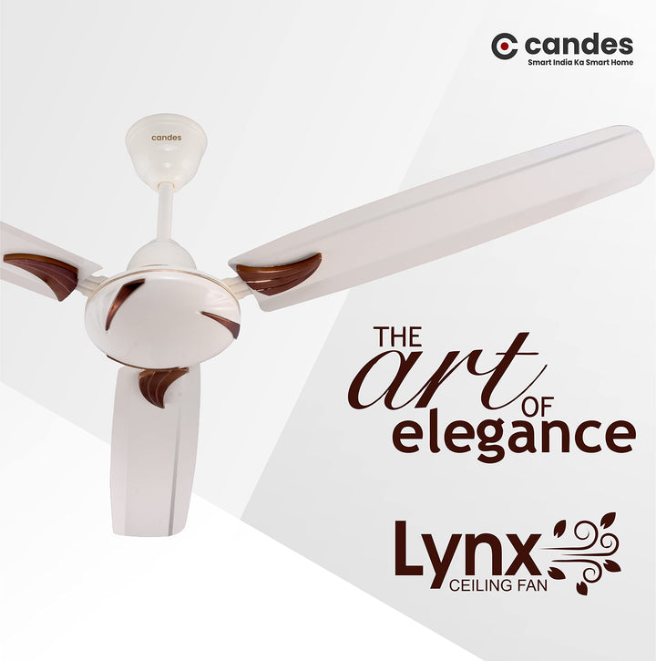 Candes Lynx 1200mm High-Speed Decorative Ceiling Fans for Home | BEE Star Rated 405 RPM Anti-Dust | 2 Years Warranty (Ivory) Pack of 1