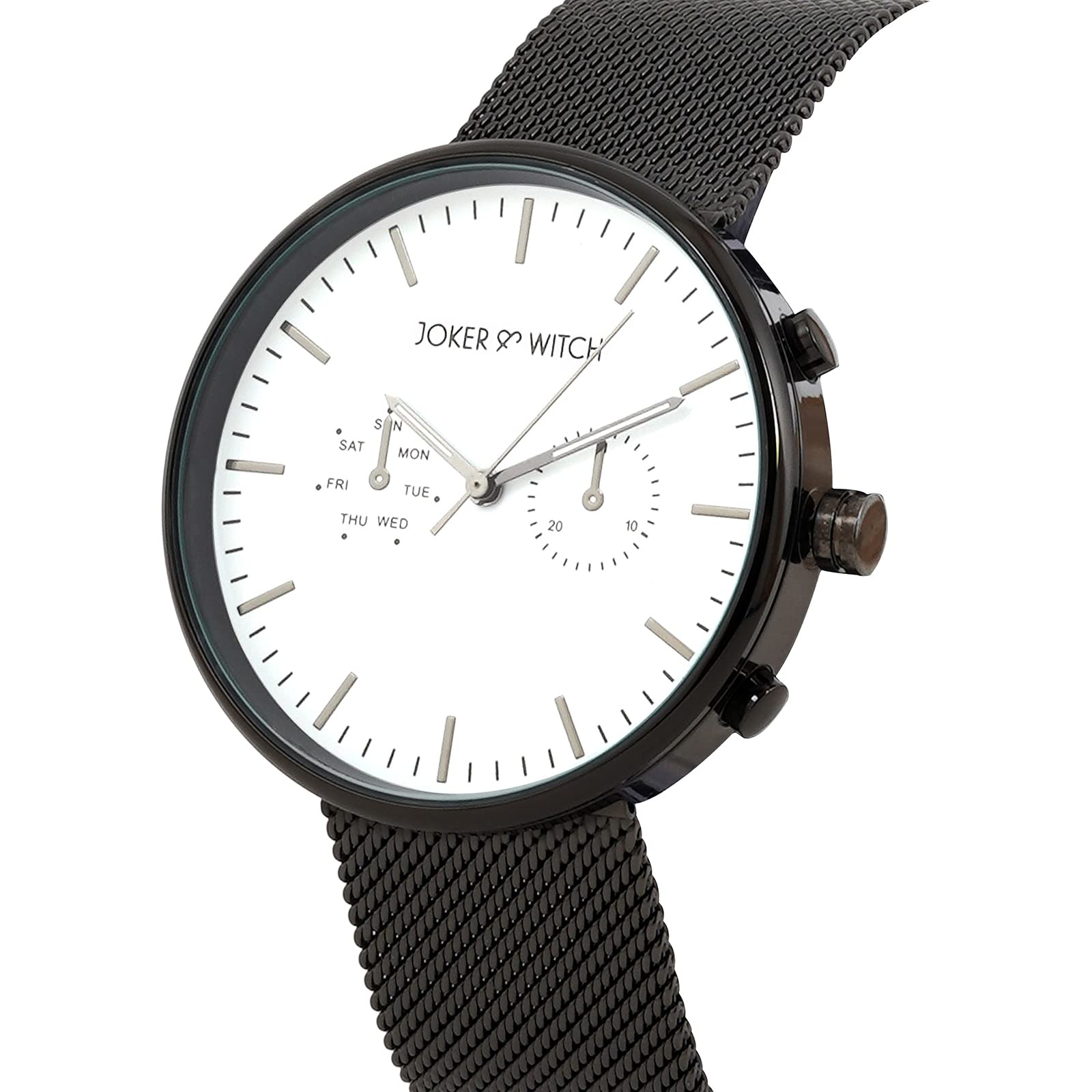 Joker & Witch Miami White Dial Black Stainless Steel Mesh Analogue Watch for Men