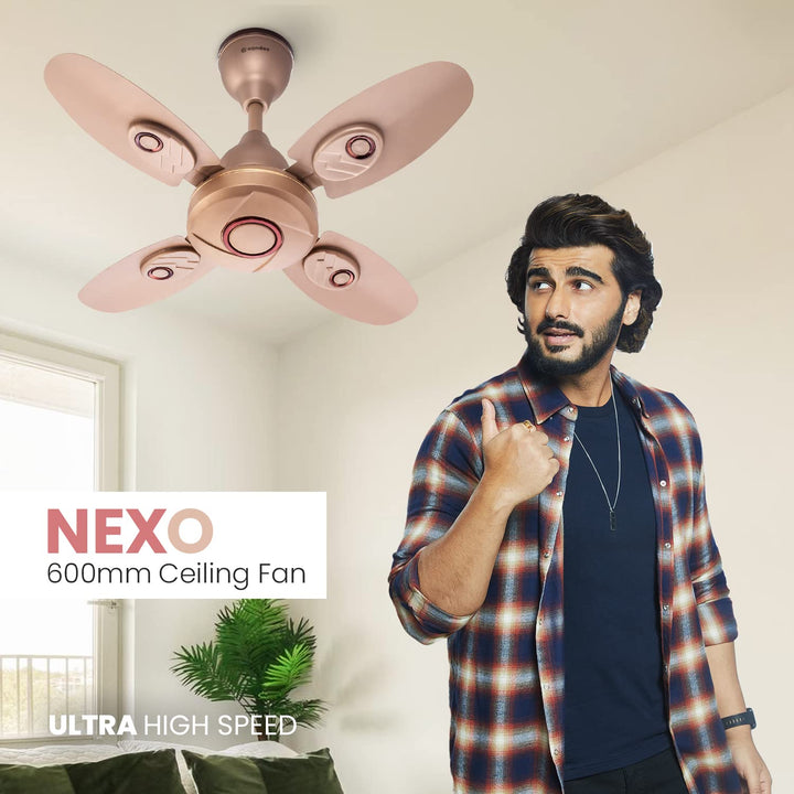 Candes Nexo 600 mm 24 Inch Ultra High Speed 4 Blade Ceiling Fan (Golden)